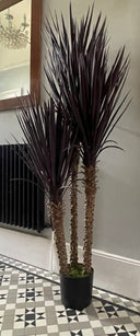 155cm Artificial Yukka Tree Plant Spiky UV Resistant Outdoor Tree Triple Dark Red / Brown