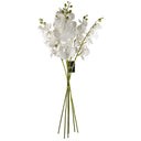 Pack of 6 x 100cm Artificial Phalaenopsis Orchid White Stem