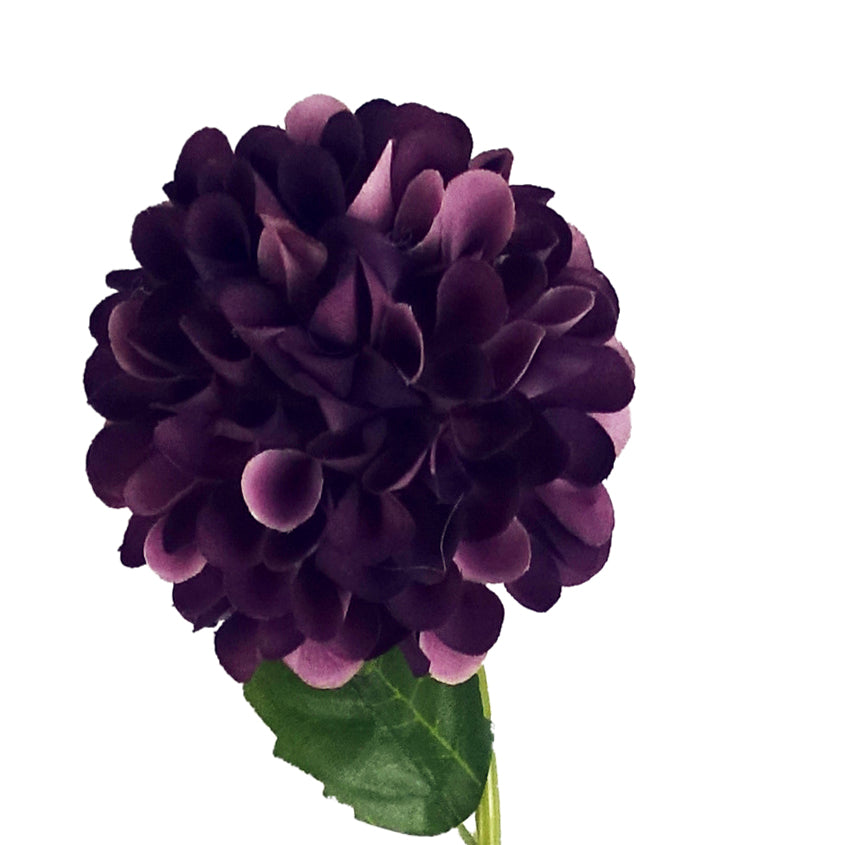 75cm Artificial Dahlia PomPom Flower Stem Purple