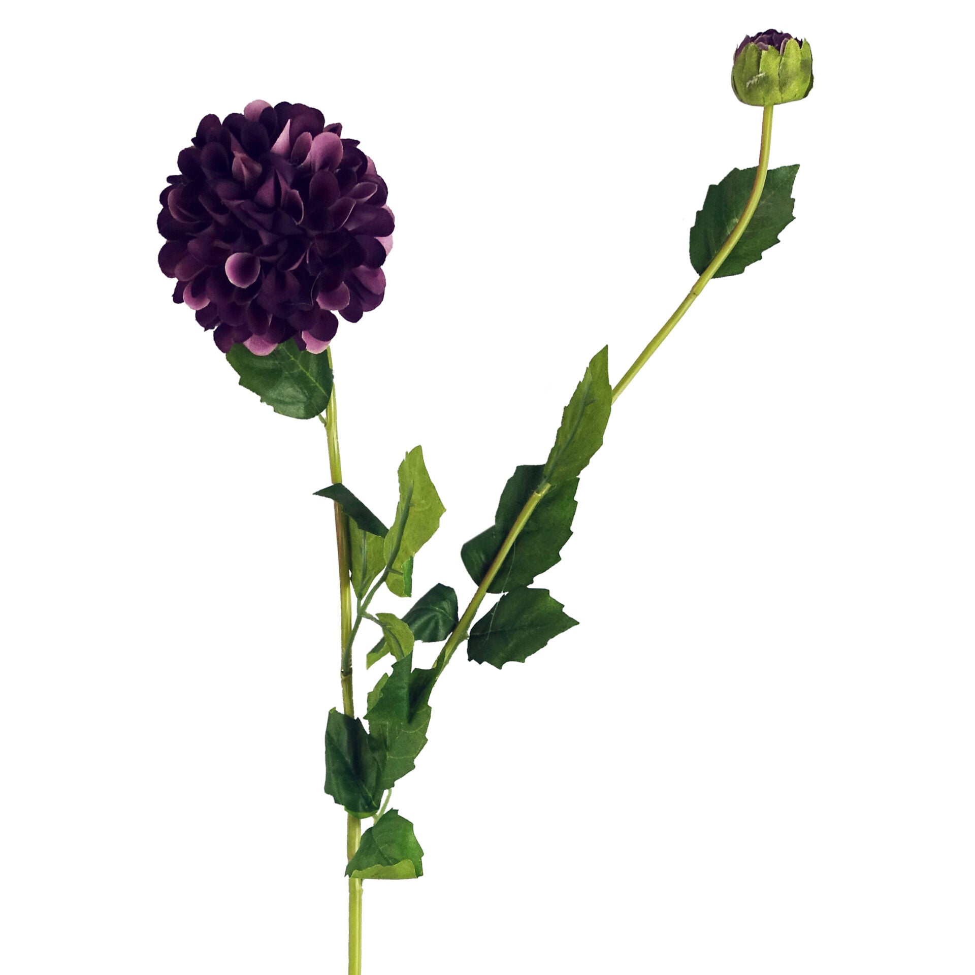 75cm Artificial Dahlia PomPom Flower Stem Purple