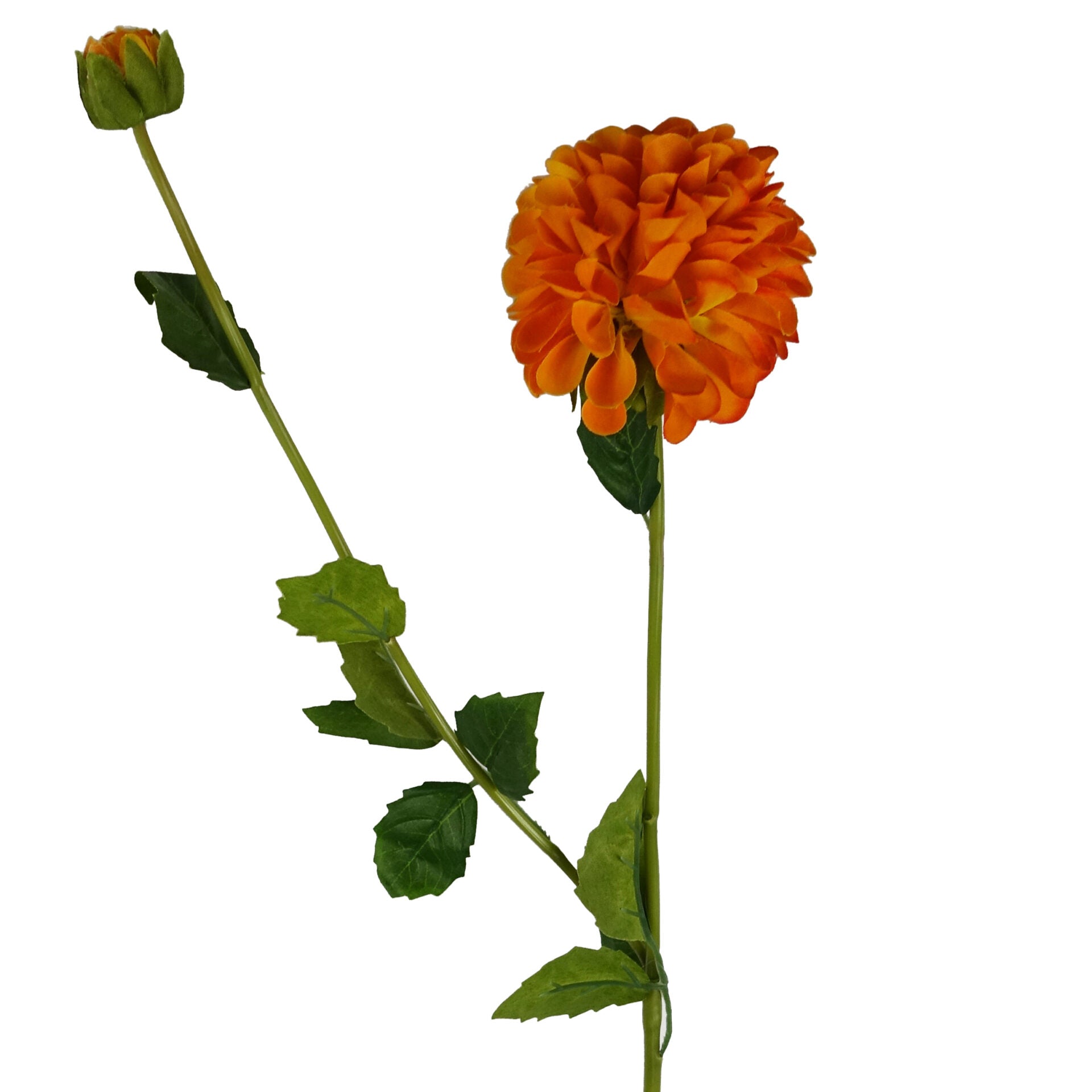 75cm Artificial Dahlia PomPom Flower Stem Orange
