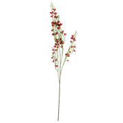 100cm Artificial Foliage Stem with Small Flowers - Red