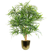 20cm Gold Fluted Metal Planter