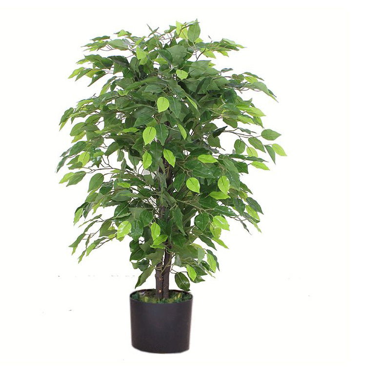 90cm Artificial Ficus Tree / Plant - Gold Metal Planter