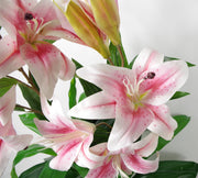 90cm (3ft) Artificial Lilies Stargazer Style Lily Plant Large Flowers