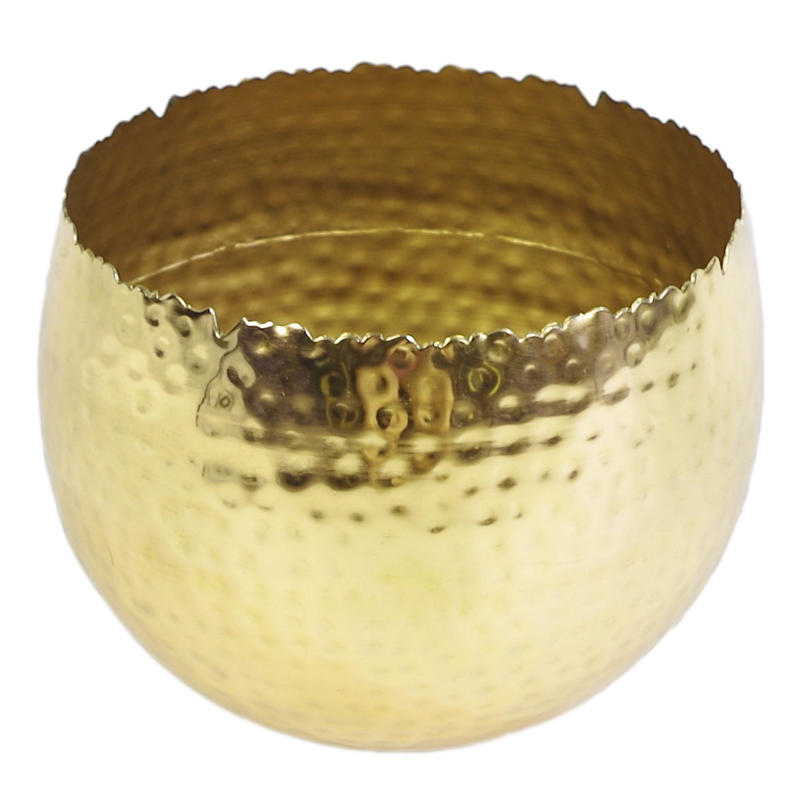 Leaf Large Metal Planter 22 x 17cm Hammered Gold Colour - Curvy Edge