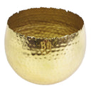 Leaf Large Metal Planter 22 x 17cm Hammered Gold Colour - Curvy Edge