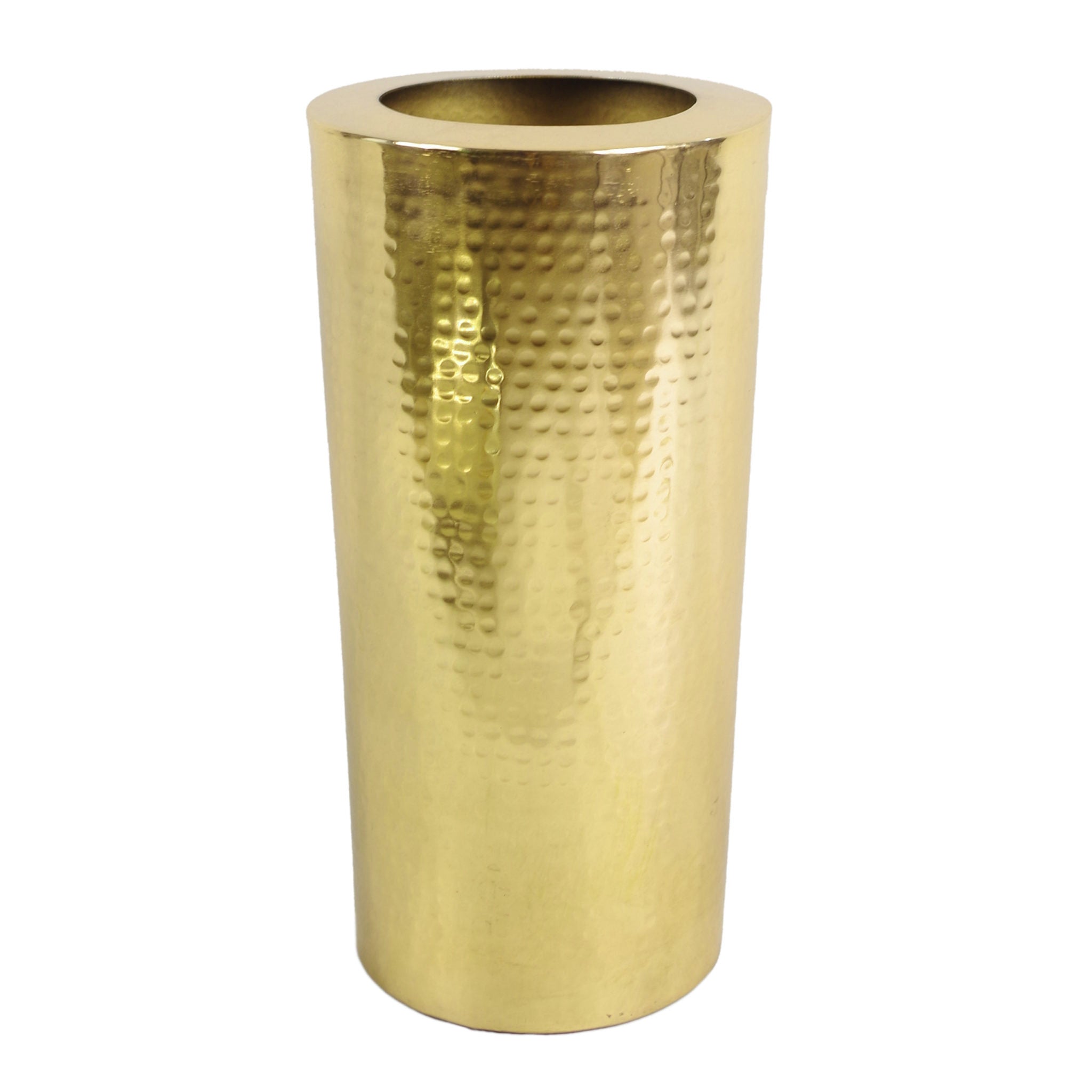 Leaf Metal Vase Large 15 x 30cm High Hammered Gold Colour