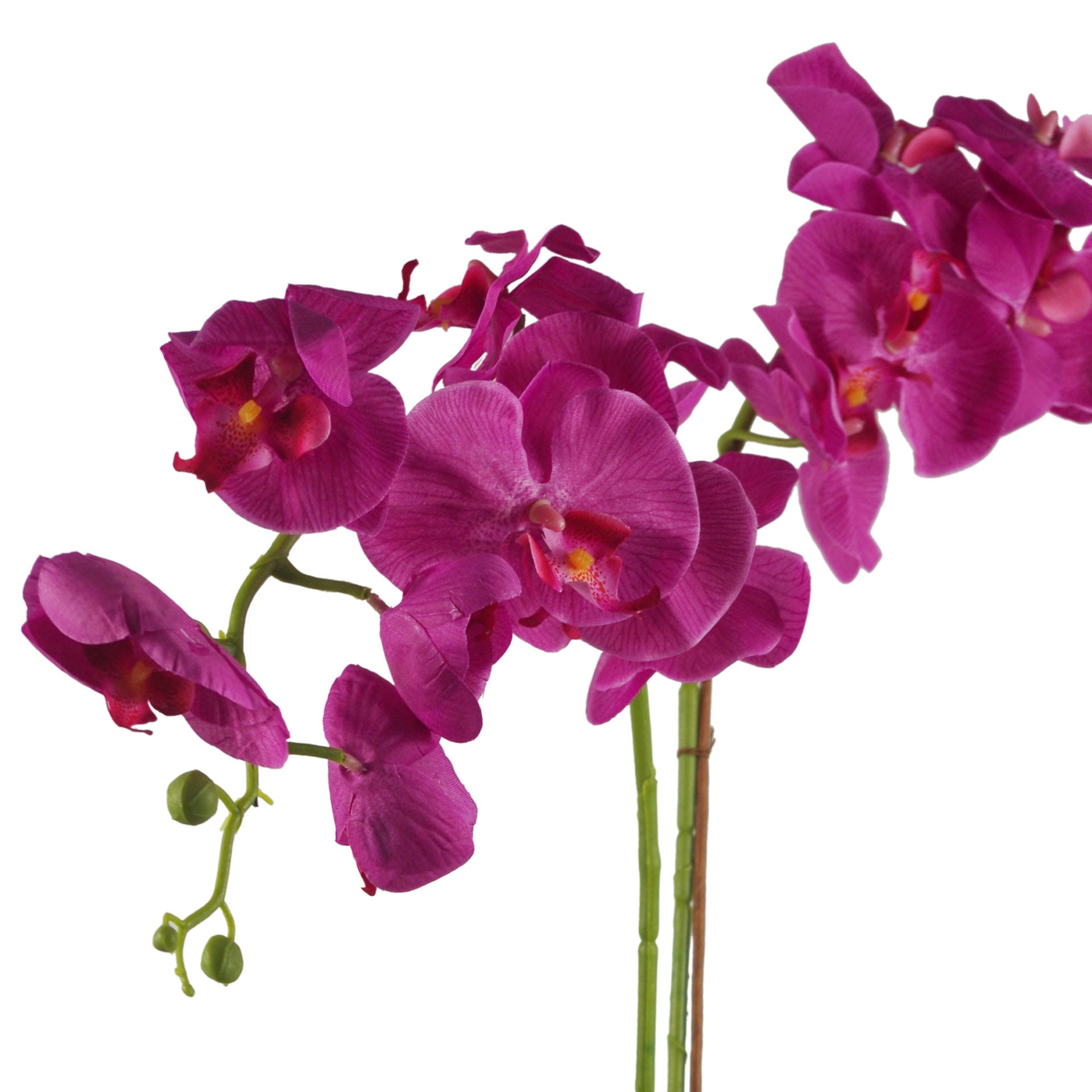 70cm Artificial Orchid Dark Pink with Gold Dish Ceramic Planter