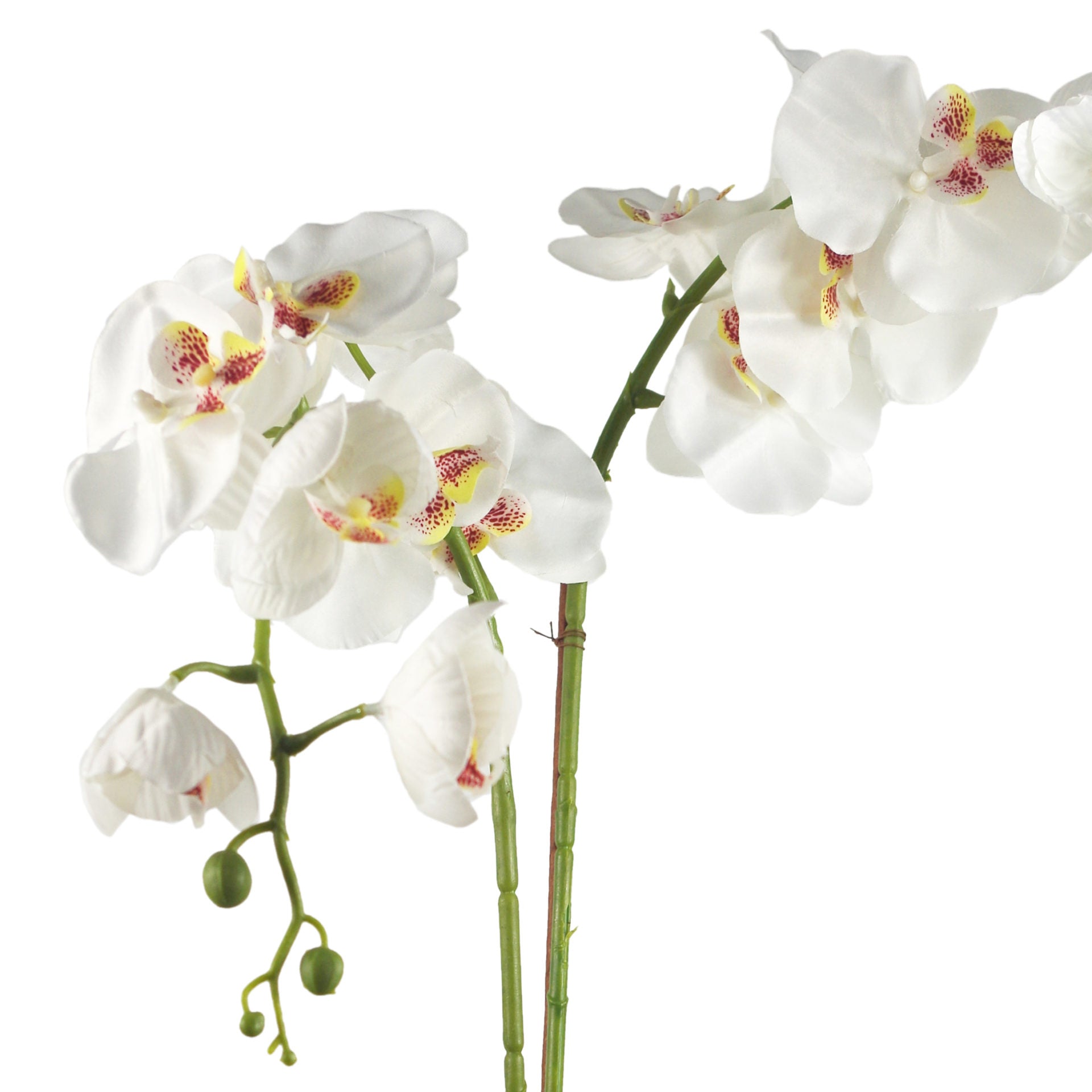 70cm Artificial Orchid White with Gold Dish Ceramic Planter