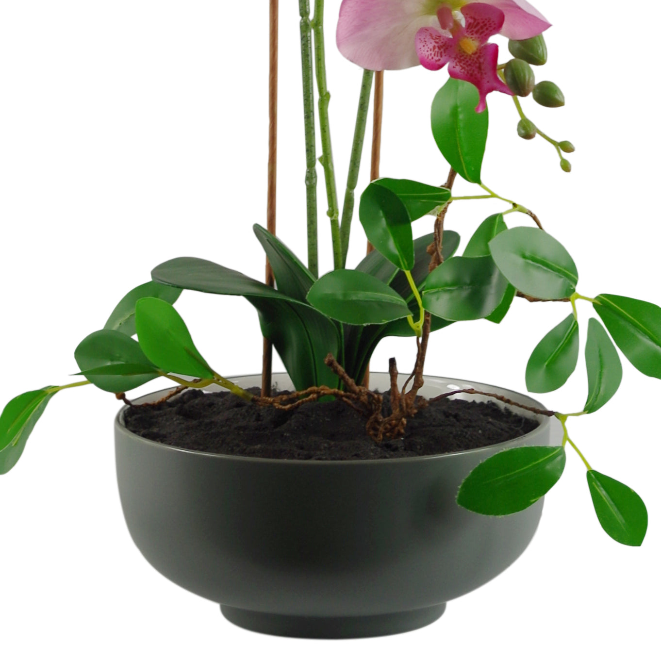 65cm Artificial Orchid Light Pink in Glazed Planter