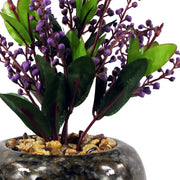 28cm Ceramic Spotted Planter with Artificial Purple Vitex Negundo Plant