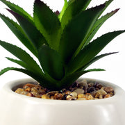 15cm Ceramic Pebble White Planter with Artificial Succulent Plant