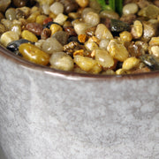 23cm Ceramic Tall Blue Planter with Artificial Dark Green Mosaic Plant