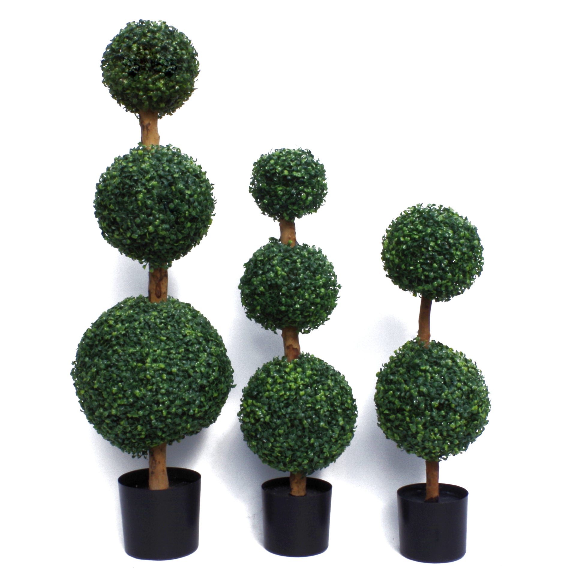95cm Artificial Three Ball Topiary Tree UV Protected