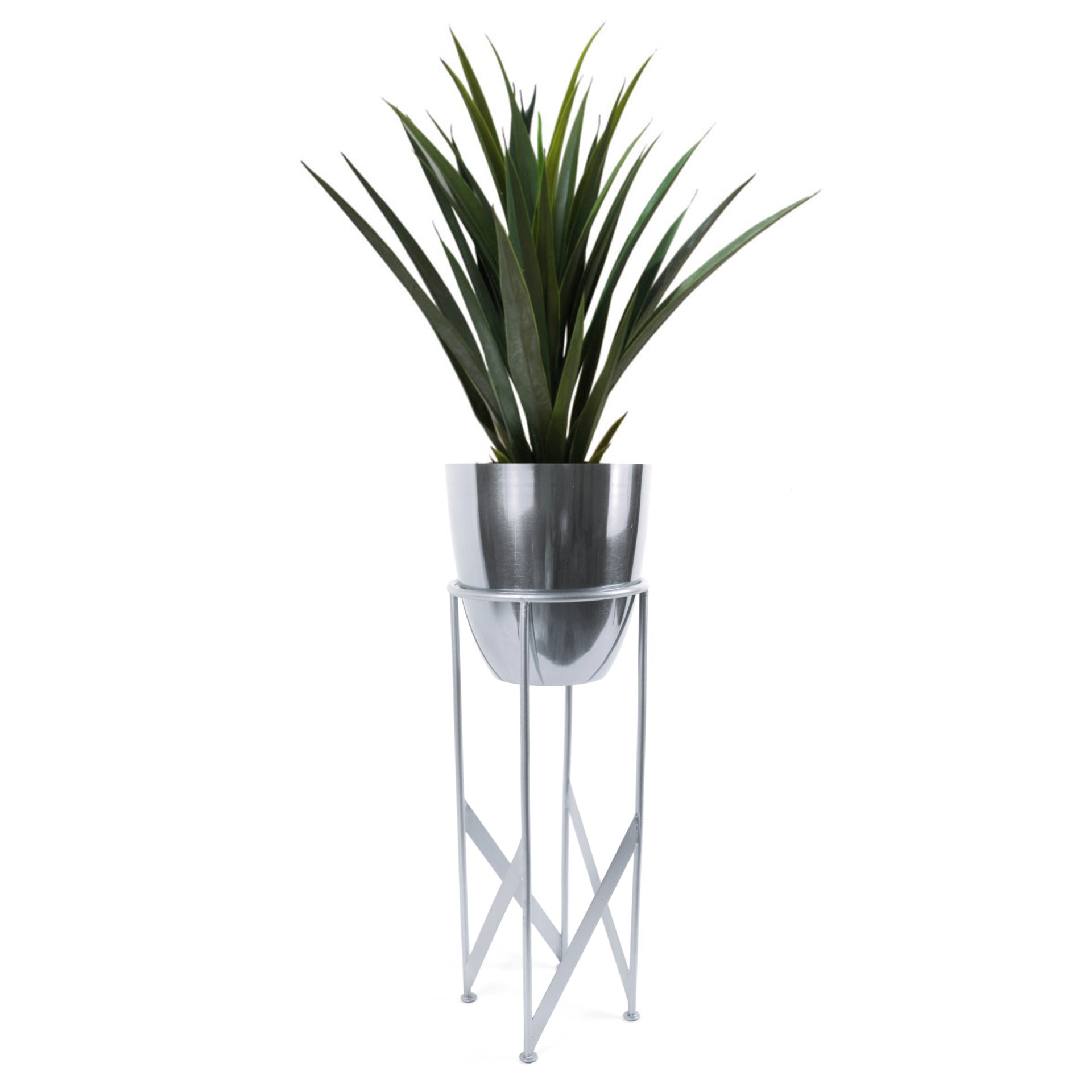 90cm Silver Planter  with Artificial Yukka Plant