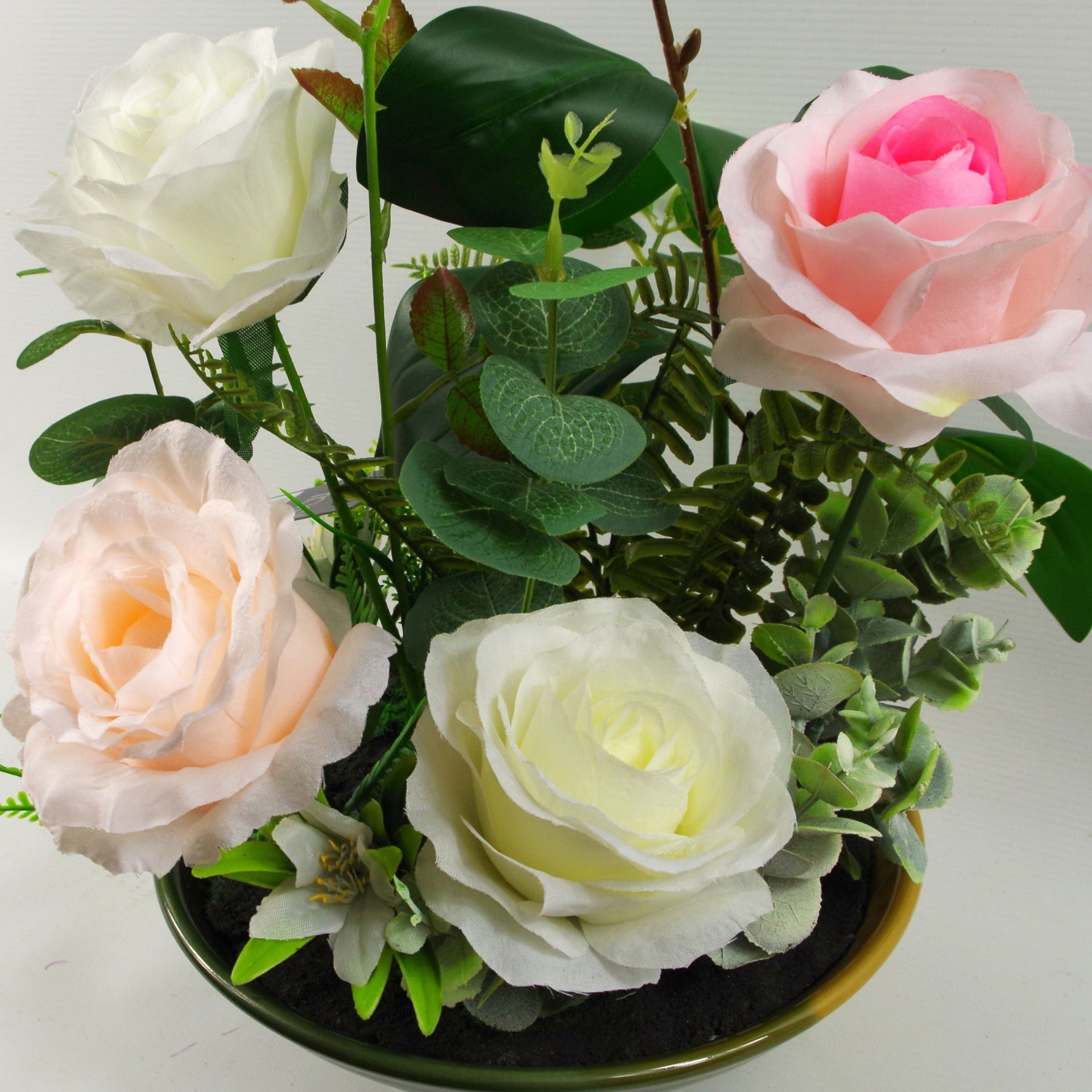 35cm Mixed Artificial Rose Bush Display