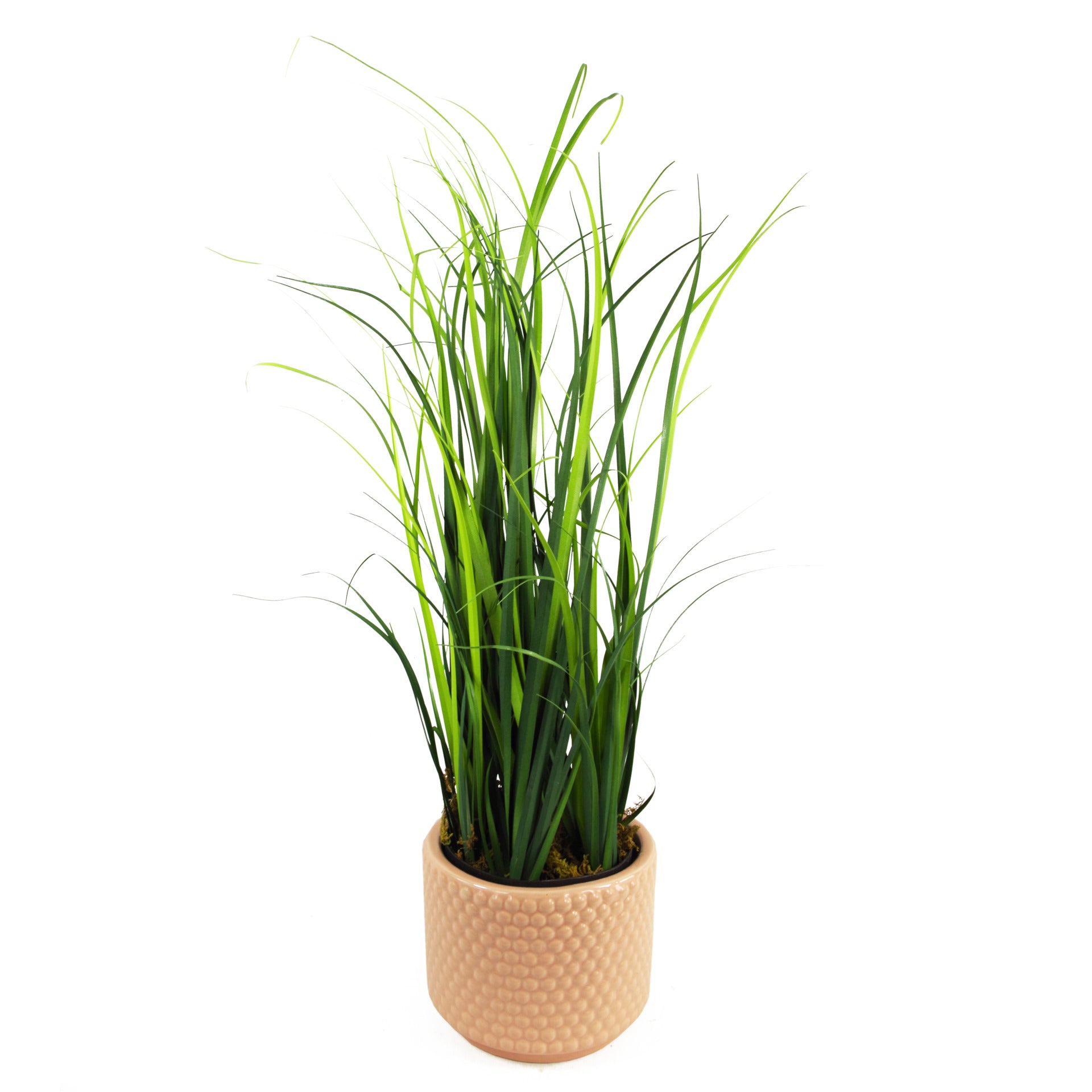 60cm Artificial Grass Plant With Peach Dusty Pink Ceramic Planter