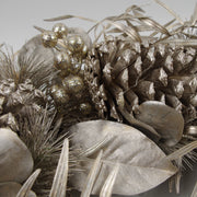 60cm (24) Large Luxury Christmas Silver Sparkle Glitter Pine Cone Foliage Floristry Wreath