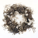 60cm (24) Large Luxury Christmas Silver Sparkle Glitter Pine Cone Foliage Floristry Wreath