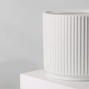 White Ribbed Ceramic Plant Pot 16 x 16 x 15cm