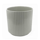 White Ribbed Ceramic Plant Pot 13.5 x 13.5 x 13cm