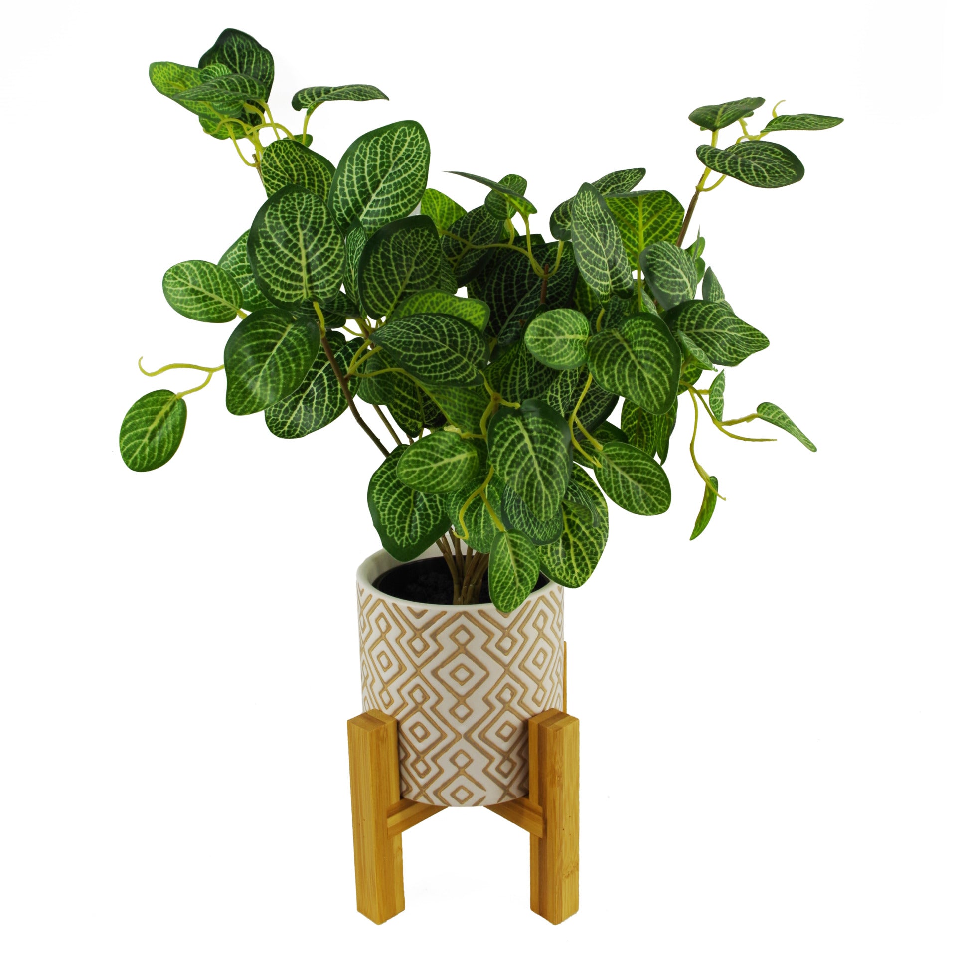 50cm Artificial Pothos Plant With Ceramic Planter And Stand