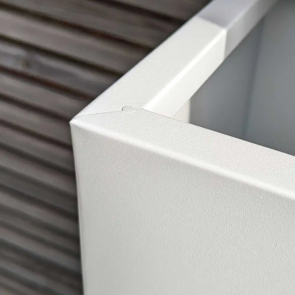 Indoor/outdoor tall trough planter in white, with an insert for easy planting and repotting