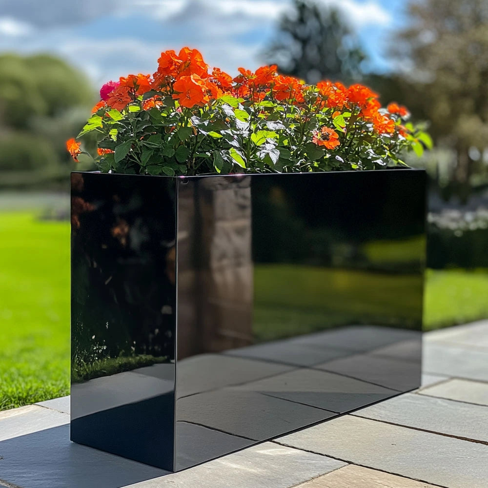 long tall platinum black planter