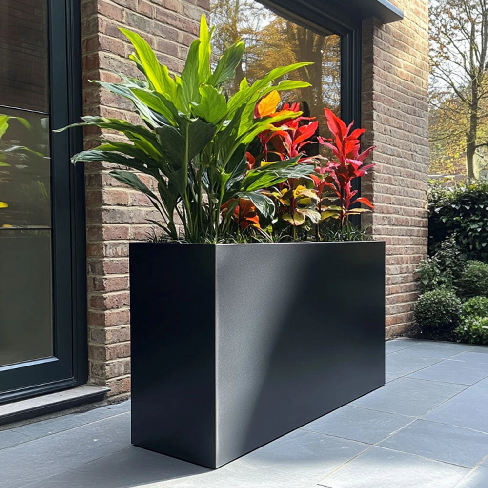 long matte black planter