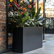 long matte black planter