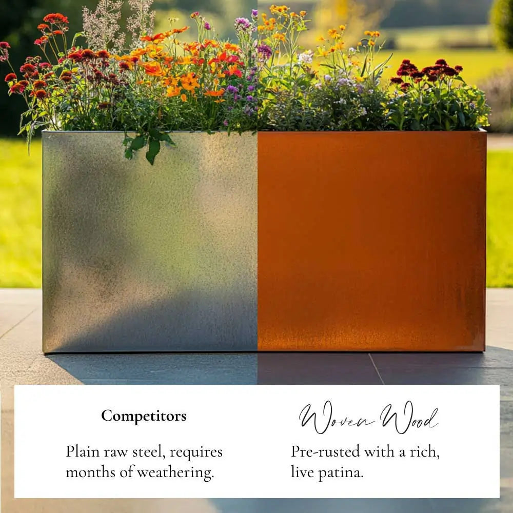 80cm Long Corten Steel Long Tall Trough Metal Planter - Pre-Rusted