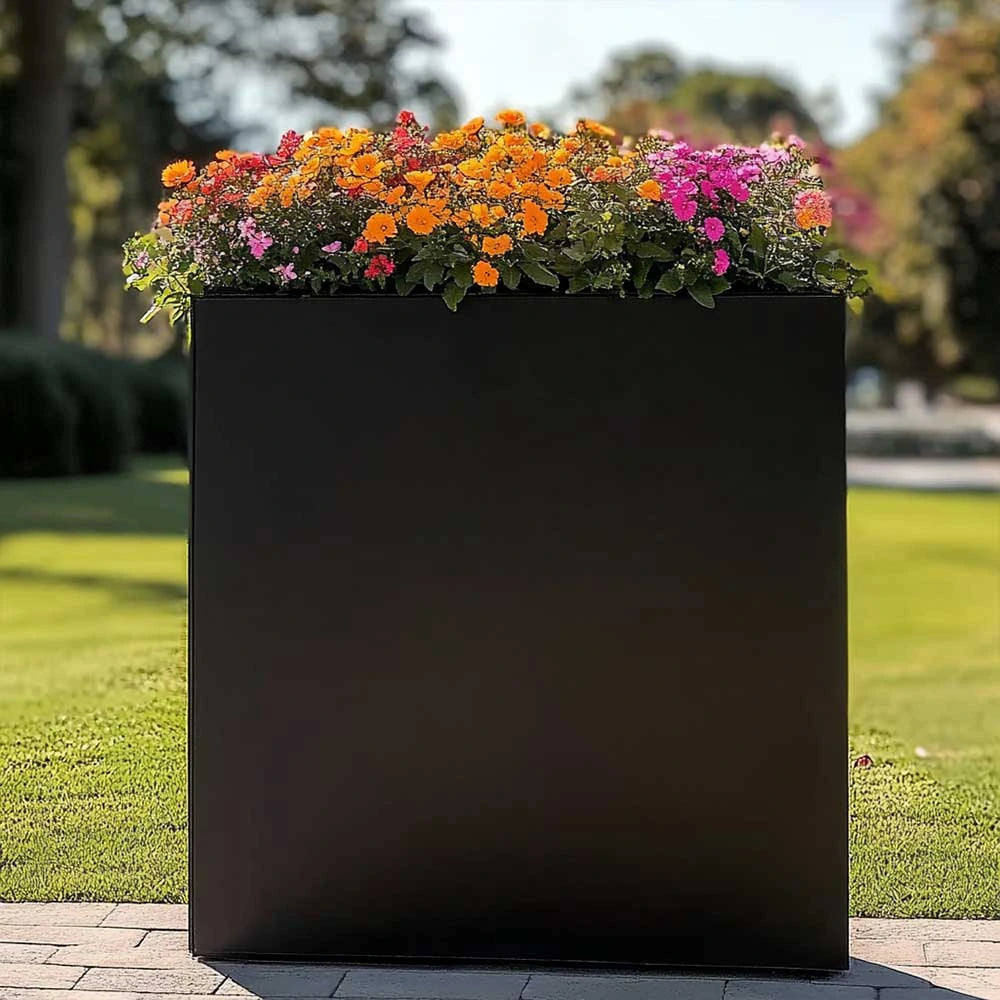 75cm Long Zinc Galvanised Matte Black 90cm Tall Trough Planter