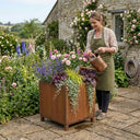 80cm Corten Steel Square Planter with Feet