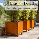 80cm Corten Steel Square Planter with Feet