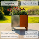80cm Corten Steel Square Planter with Feet