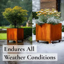 80cm Corten Steel Square Planter with Feet