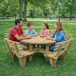 Westwood Round Eight Seat Picnic Table with Backrests