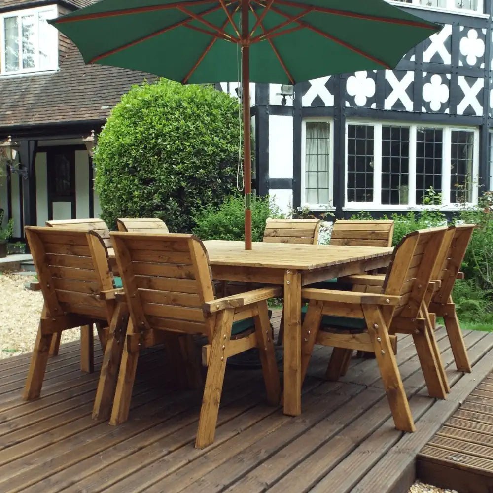 Host lively conversations on this spacious 8-seater dining set, made from high-quality wooden furniture.