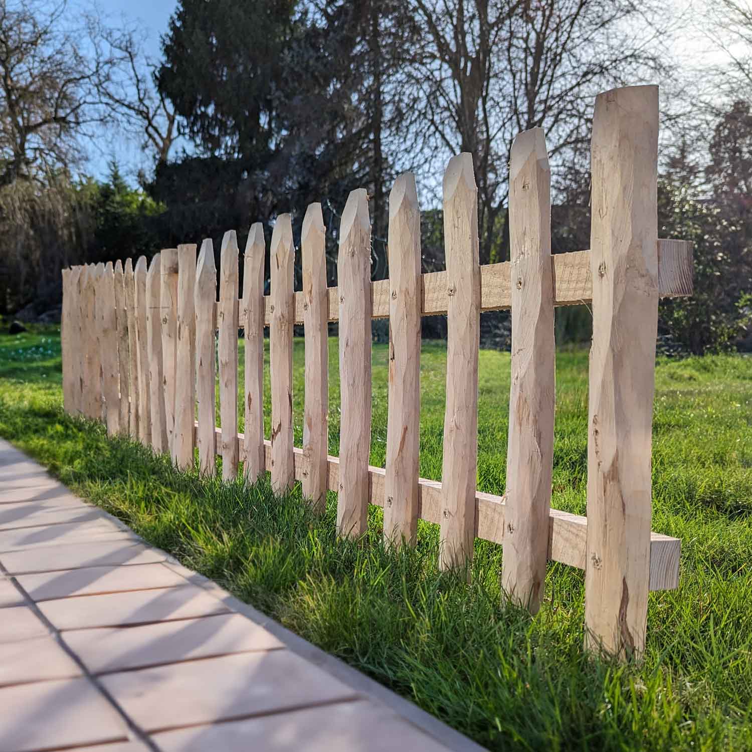 1.2m Picket Fence Lawn Edging 46cm Height Woven Wood