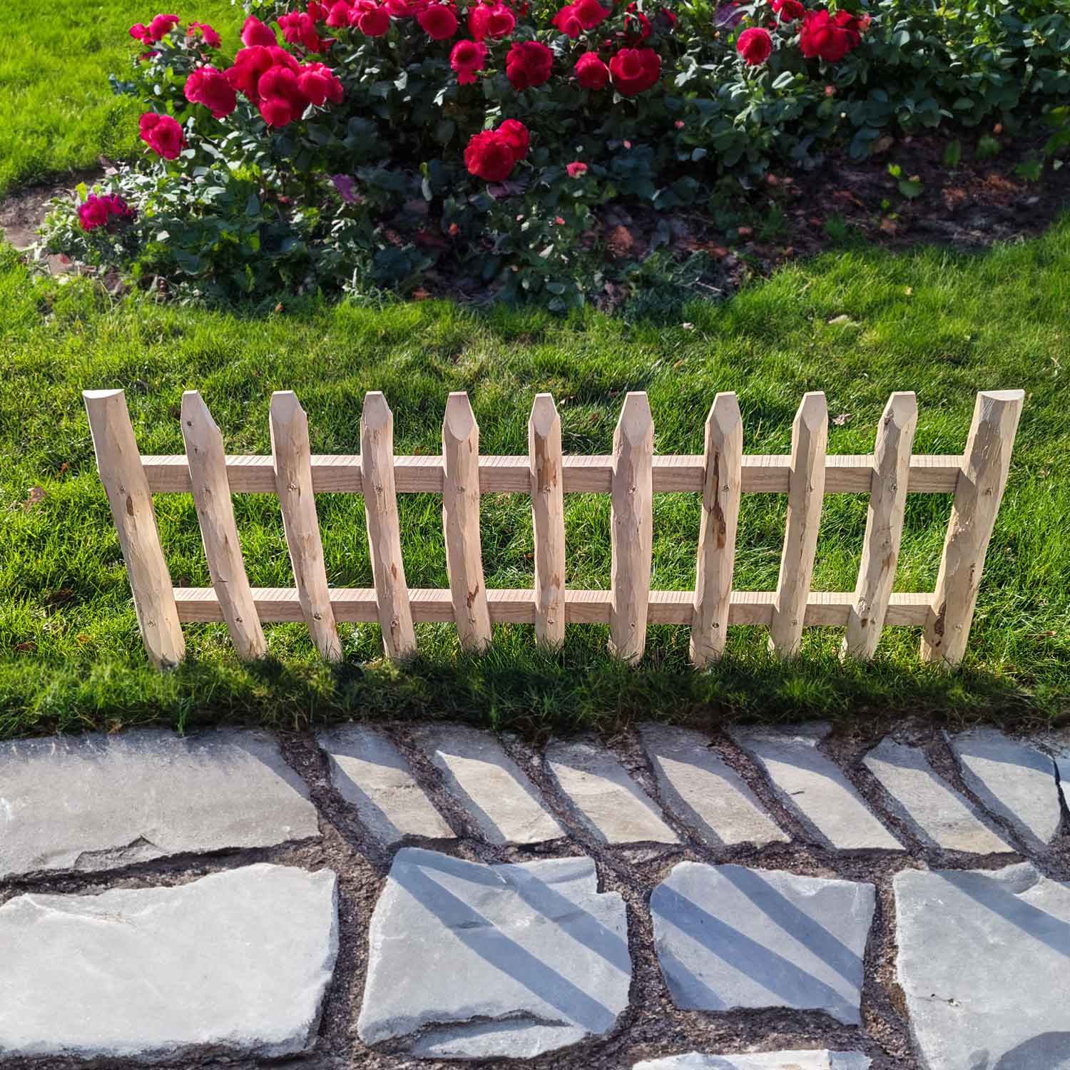 1.2m Picket Fence Lawn Edging 46cm Height Woven Wood