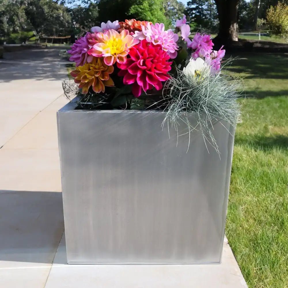 Galvanised Zinc Planters by Woven Wood, Galvanised Steel Raised Bed