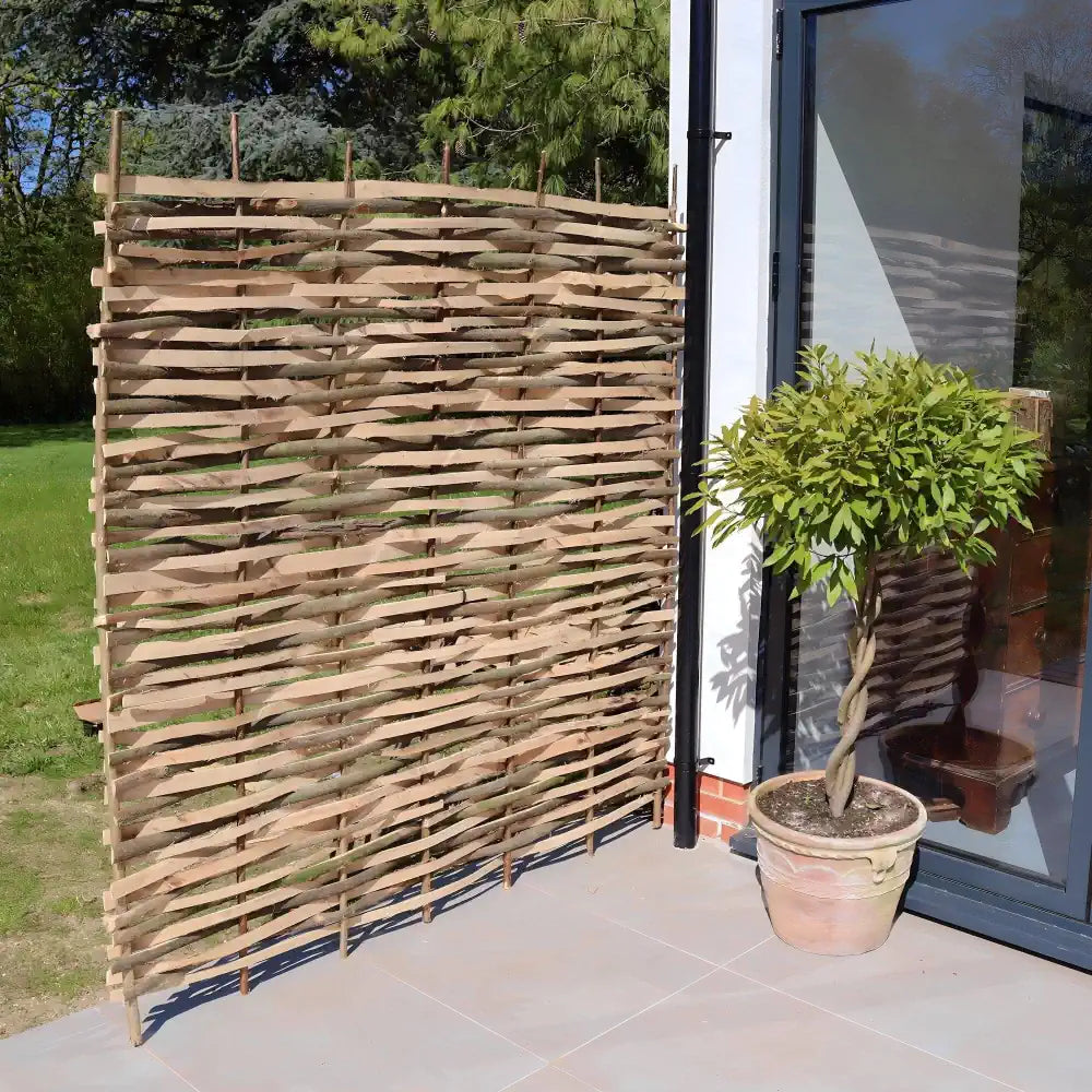 Contemporary Split Hazel Hurdle Fence Panel - Woven Wood