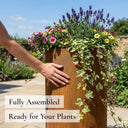 60cm Round Tall Cylinder Corten Steel Planter with Feet