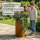 60cm Round Tall Cylinder Corten Steel Planter with Feet