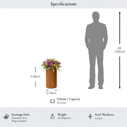 60cm Round Tall Cylinder Corten Steel Planter with Feet