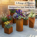 80cm Round Tall Cylinder Corten Steel Planter with Feet