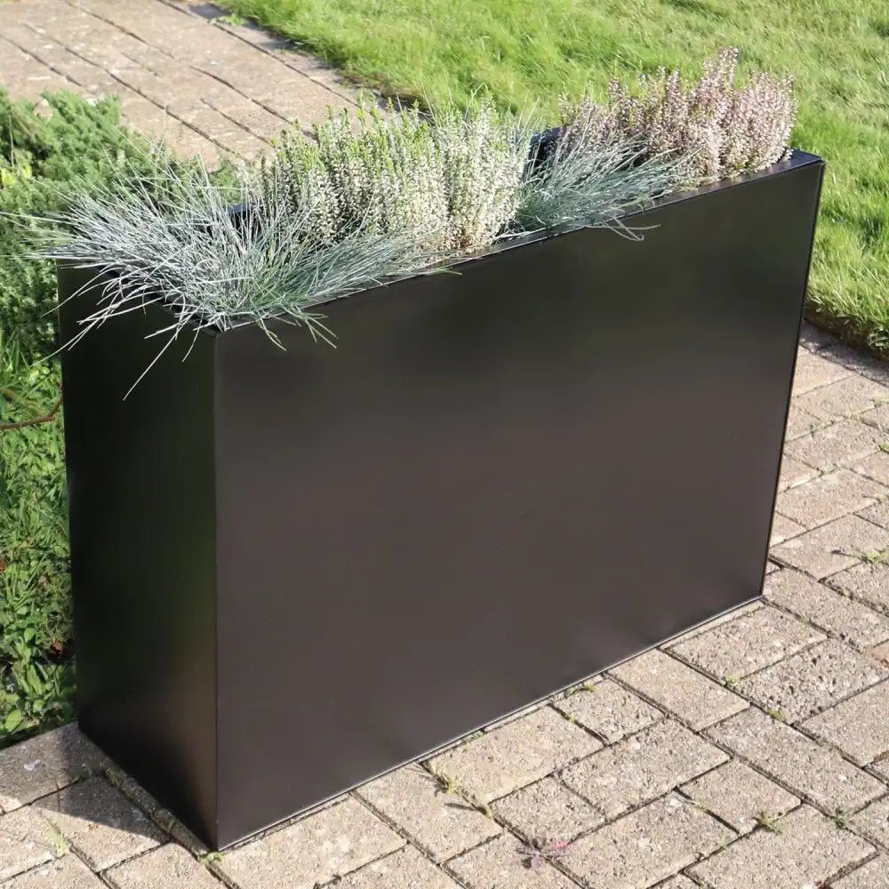 60 cm high tall trough matte black zinc planters