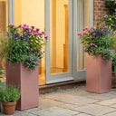 100cm Zinc Galvanised Brushed Rose Gold Finish Tall Square Planter