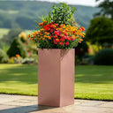 75cm Zinc Galvanised Brushed Rose Gold Copper Finish Tall Square Planter